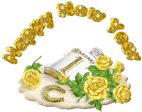 Żółte róże Szczęśliwego Nowego Roku